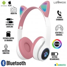 Fone Bluetooth LEF-1019 Lehmox - Rosa